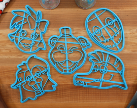 FNAF Security Breach Cookie Cutters - Glamrock Chica, Glamrock Freddy, Montgomery Gator, Nightmarionne Bot, Roxanne Wolf