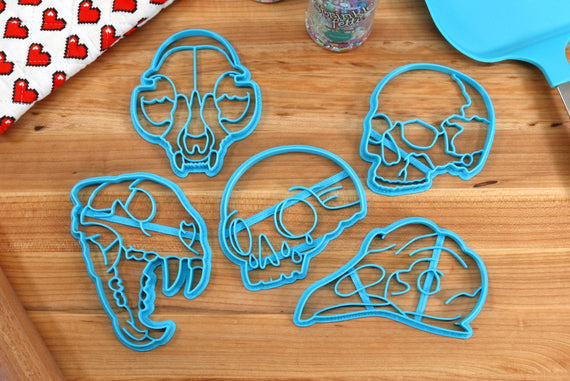 Skull Cookie Cutters - Crying Skull, Raccoon Skull, Raven Skull, Side Skull, Wolf Skull - Wiccan Cookies