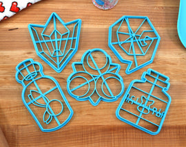 Spiritual Stones Cookie Cutters - Zora Sapphire, Goron Ruby, Kokiri Emerald, Fairy Bottle, Lon Lon Milk - Legend of Zelda Ocarina of Time