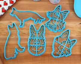 German Shepherd Cookie Cutters - Shepherd Face, Shepherd Outline, Sitting Shepherd, Flower Shepherd - German Shepherd Gift