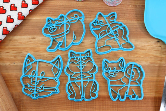 Shiba Inu Cookie Cutters - Samurai Shiba, Shiba Butt, Sitting Shiba, Standing Shiba, Stubborn Shiba - Gift for Shiba Inu Owner