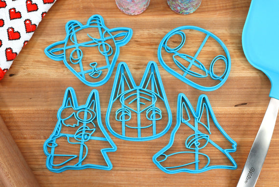 Animal Crossing Villagers Set 3 Cookie Cutters - Audie, Fang, Roald, Sherb, Tangy  - New Horizons /  Nintendo Gift