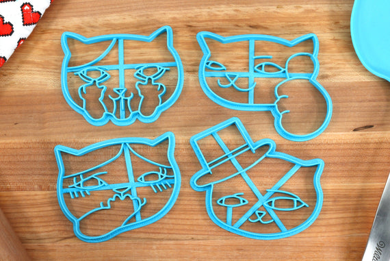 Cursed Cats Cookie Cutters - Thumbsup Kitty, Smug Kitty, Mocking Kitty, Blush Kitty - Cat Fan Gift
