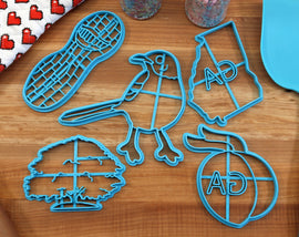 Georgia Cookie Cutters - Brown Thrasher, Georgia State, Live Oak, Georgia Peach, Georgia Peanut - GA Gift Idea