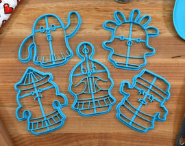 Animal Crossing Gyroid Cookie Cutters Set 1 - Wallopoid, Twangoid, Squeakoid, Crumploid, Bubbloid - New Horizons /  Nintendo Gift