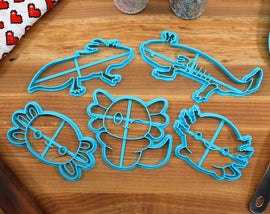 Axolotl Cookie Cutters Set 2 - Axolotl Body, Axolotl Face, Axolotl Happy, Axolotl Hug, Axolotl Outline- Axolotl Gift Idea