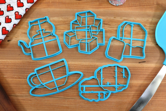Bitish Tea Time Cookie Cutters - Tae Kettle, Tea Scones, Tea Bag, Sugar Cubes, Teacup - British Gift Idea