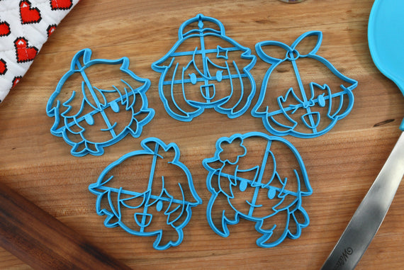 Genshin Impact Cookie Cutters Chibi Faces Set 1- Aether, Amber, Kaeya, Lumine, Paimon