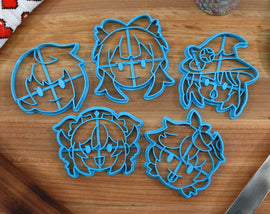 Genshin Impact Cookie Cutters Chibi Faces Set 2 - Barbara, Kokomi, Mona, Tartaglia, Xingqiu