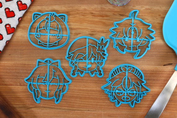 Genshin Impact Cookie Cutters Chibi Faces Set 6 - Jean, Sayu, Sucrose, Venti, Xiao