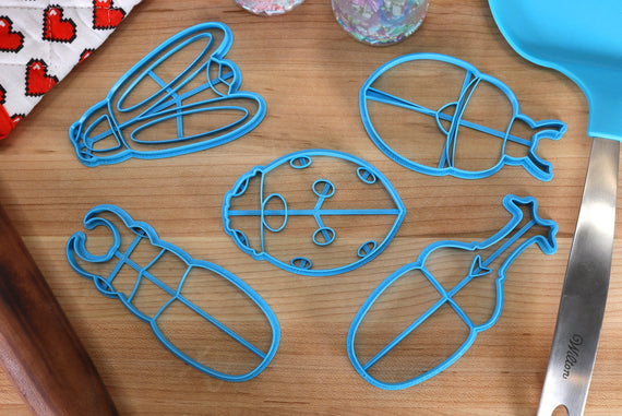 Beetles Cookie Cutters - Firefly, Rhinoceros Beetle, Scarab, Ladybug, Stag Beetle - Etymologist Gift Idea