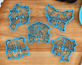 Genshin Impact Cookie Cutters Chibi Faces Set 8 - Eula, Xiangling, Xinyan, Yanfei, Kaedehara Kazuha