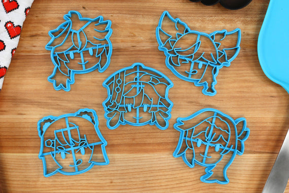 Genshin Impact Cookie Cutters Chibi Faces Set 8 - Eula, Xiangling, Xinyan, Yanfei, Kaedehara Kazuha