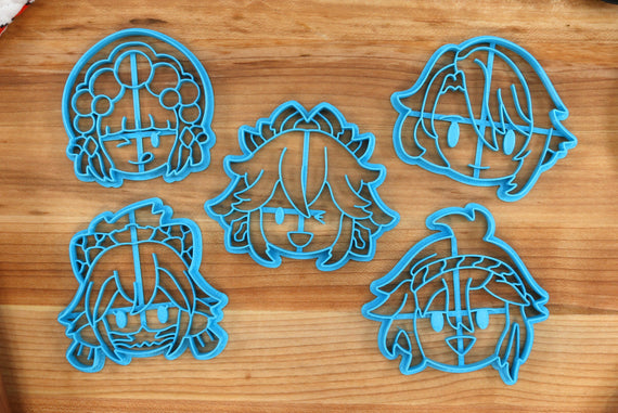 Genshin Impact Cookie Cutters Chibi Faces Set 11 - Kamisato Ayato, Kuki Shinobu, Shikanoin Heizou, Yae Miko, Yun Jin