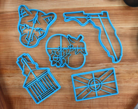 Florida Cookie Cutters - Florida Outline, Florida Panther, Florida Flag, Orange Blossom, Florida Capital - Florida Fan Gift