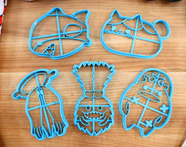 FFXIV Minion Cookie Cutters Set 2 - Fat Cat, Spriggan, Wee-Ea, Goobbue, Major General - FF14