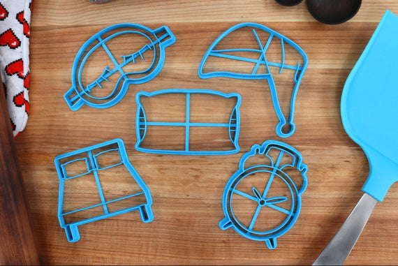 Bedtime Cookie Cutters - Clock Cookie, Bed Cookie, Pillow Cookie, Sleep Mask Cookie - Sleep Gift