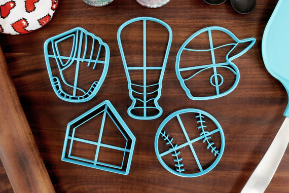 Baseball Cookie Cutters - Baseball Bat, Baseball Gloves, Baseball Helmet, Baseball, Home Plate - Baseball Party