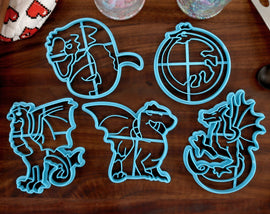 Dragon Cookie Cutters Set 1- Wyvern, Wyrm Dragon, Ouroboros, European Dragon, Cockatrice - Dragonology