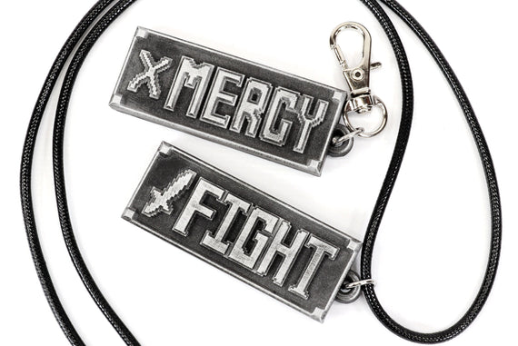 Undertale Mercy and Fight Keychain / Necklace - Deltarune Symbol - Spamton - Undertale Gift KY1