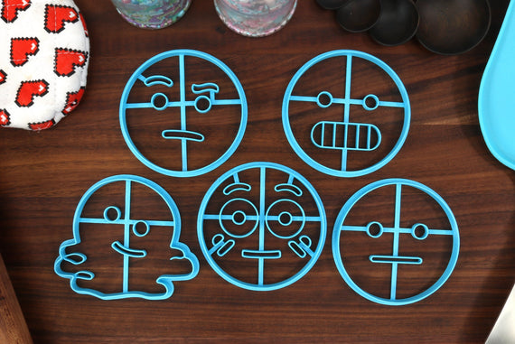 Emoticon Cookie Cutters Set 2 - Blushing Emoticon, Sus Emoticon, Kiss Emoticon, Melting Emoticon - Emoticon Gift