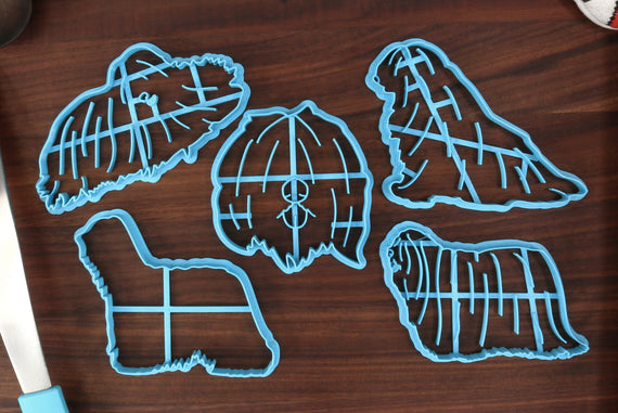 Komondor Dog Cookie Cutters - Komie Face, Kom Mop, Komondor Outline, Sitting, Stack - Gift for Komondor Owner