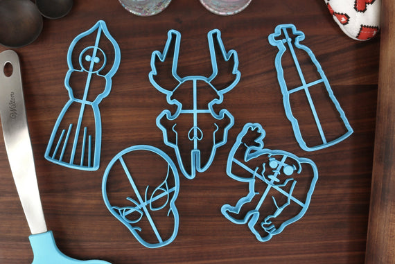 Cryptid Cookie Cutters, Set 2 - Dark Watcher, Dover Demon, Flatwoods Monster, Grafton Monster, Wendigo - Creepy Halloween Party