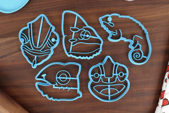 Chameleon Cookie Cutters - Tropical Lizard Baking - Chameleon Face, Chameleon Outline, Cute Chameleon - Happy Reptiles - Gift Idea