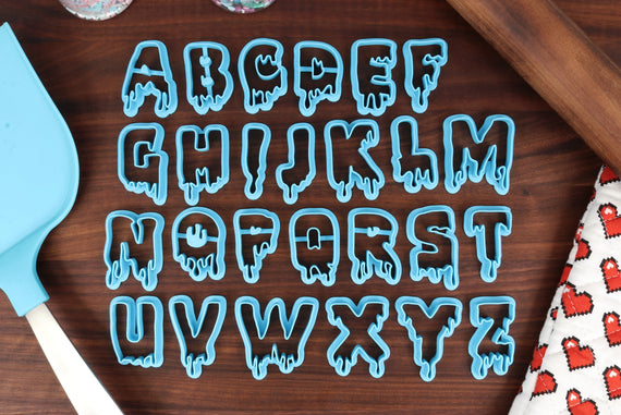 Bloody Halloween FONT Cookie Cutters - Fondant Letters, Letters for Cake decorating - Bleeding Letters for Valentine
