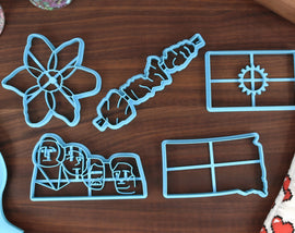 South Dakota Cookie Cutters - Chislic, Mt. Rushmore, Pasque Flower, South Dakota Flag, State Outline - SD Gift Idea