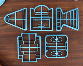 Space Rocket Cookie Cutters - Cargo Hold, Crew Quarters, Fuselage, Nose Cone, Thrusters - NASA Modular Rocket Gift