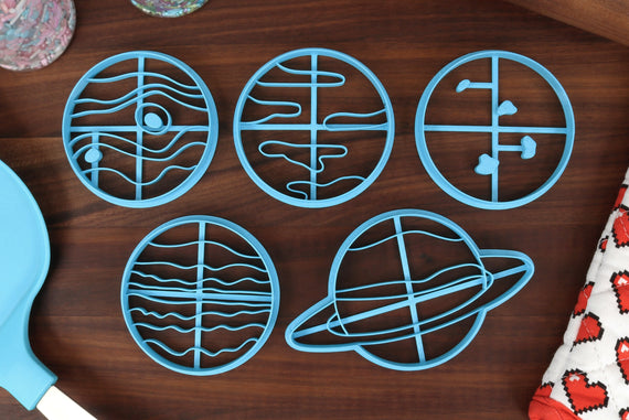 Solar System Cookie Cutters, Set 2 - Jupiter, Neptune, Pluto, Saturn, Uranus - Space Traveler Gift - Astronaut Gifts