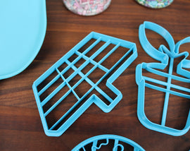 Earth Day Cookie Cutters - Happy Earth, No Plastic Symbol, Potted Sprout, Recyclable Symbol, Solar Panels - Saving the Planet Gifts