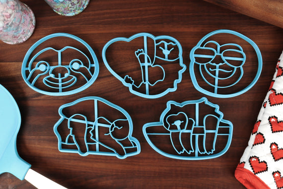 Spectacular Sloths Cookie Cutters - Hanging Sloth, Heart Sloth, Sleeping Sloth, Sloth Face, Sunglasses Sloth - Gift for Sloth Lovers