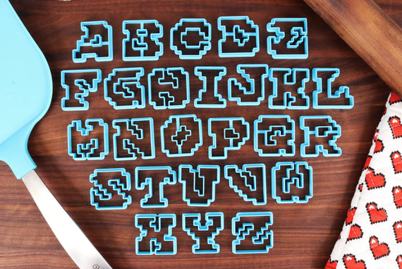 Alucard 8 Bit Pixel FONT Cookie Cutters - RPG Menu Text, Fondant Letters, Letters for Cake decorating - Vampire Hunting