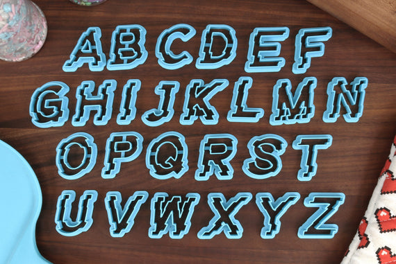 Glitchy Cyberpunk FONT Cookie Cutters - Futuristic Letters, Fondant Letters, Letter for Cake decorating - Neo Noir Case Solving