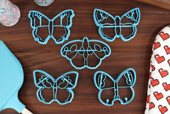 Butterfly Cookie Cutters Set 2 - Common Wood-nymph, Grecian Shoemaker, Mourning Cloak, Southern Cloudywing, Southern Dogface - Butterflies