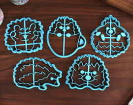Happy Hedgehogs Cookie Cutters - Balled Up Hedgehog, Cute Hedgehog, Hedgehog Face, Hedgehog Outline, Tea Cup Hedgehog - Animals Cookies