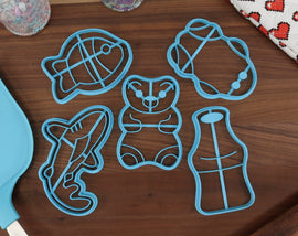 Gummy Candy Cookie Cutters - Cola Bottle, Gummy Bear, Gummy Fish, Gummy Frog, Gummy Shark - Candies Chewy Sweet Soft Food - Baker's Tools
