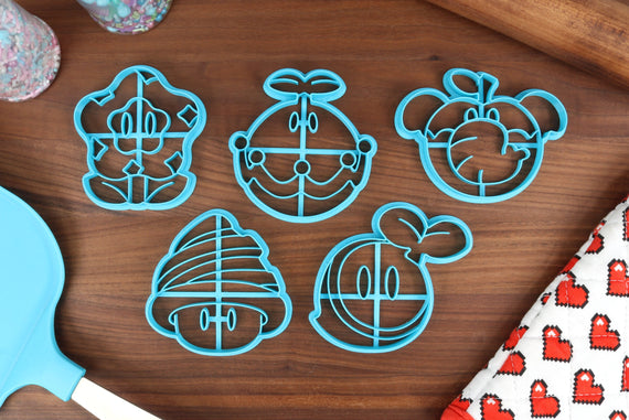 Mario Wonder Items Cookie Cutters - Drill Shroom, Elephant Fruit, Royal Seed, Wonder Flower, Wonder Seed - Super Mario Bros / Wonder Gift