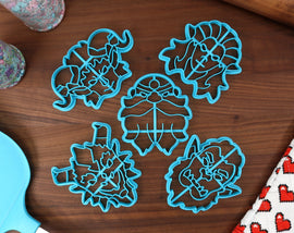 Tabletop RPG Races Cookie Cutter Set - Half-Demon, Half-Elf, Half-Orc, Mountain Dwarf, Scaled Born - DnD Cookies Cutters