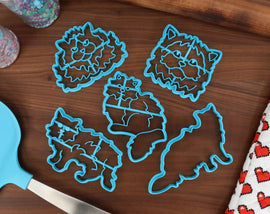 Selkirk Rex Cookie Cutters - Devon Rex Face, Rex Outline, Teacup Devon Rex, Sitting Devon, Devon Detail - Kitty Cat Merch