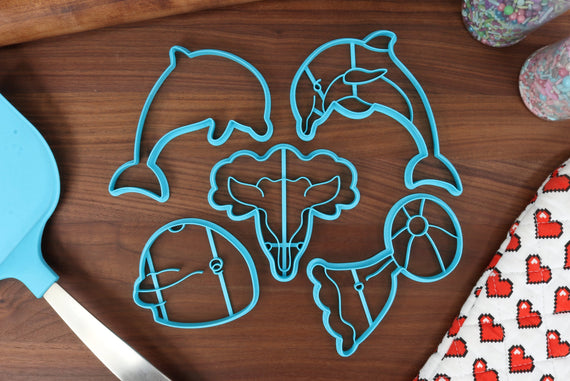 Bottlenose Dolphins Cookie Cutters - Bottlenose Dancing, Bottlenose Face, Bottlenose Outline, Dolphin with Ball, Detailed Bottlenose Cutter