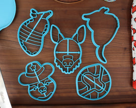 Amazing Armadillos Cookie Cutters - Armadillo Face, Armadillo Outline, Cowboy Armadillo, Curled Armadillo, Detailed Armadillo Cookies