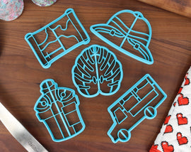 Superb Safari Cookie Cutters - Canteen, Monstera Leaf, Paper Map, Pith Helmet, Safari Vehicle - World Exploration & Recreational Activities