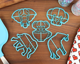 Elegant Elephants Cookie Cutters - Cute Elephant, Elephant Face, Elephant Outline, Running Elephant, Teacup Elephant - Elephant Cookies