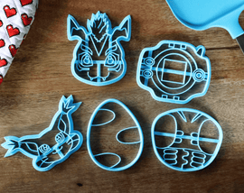Digimon Digivice Cookie Cutter Set - DigiEgg, Digimon, Tentomon, Gomamon, Gatomon - LootCaveCo