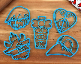 Kawaii Goth Cookie Cutters - Plague Doctor Mask, Zombie Girl, Planchette, Eldritch Bottle, Baby Goat - Undertale /  Baking Gift