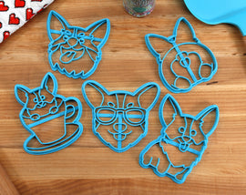 Kawaii Corgi Cookie Cutters - Corgi Butt, Sitting Corgi, Smiling Corgi, Sunglasses, Teacup Corgi - Corgi Gift /  Baking Gift