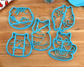 Kawaii Kitties Cookie Cutters - Bao Kitty, Boba Kitty, Folded Ear Kitty, Teacup Kitty, Yin Yang Kitty - Corgi Gift /  Baking Gift